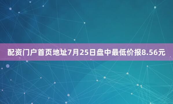 配资门户首页地址7月25日盘中最低价报8.56元